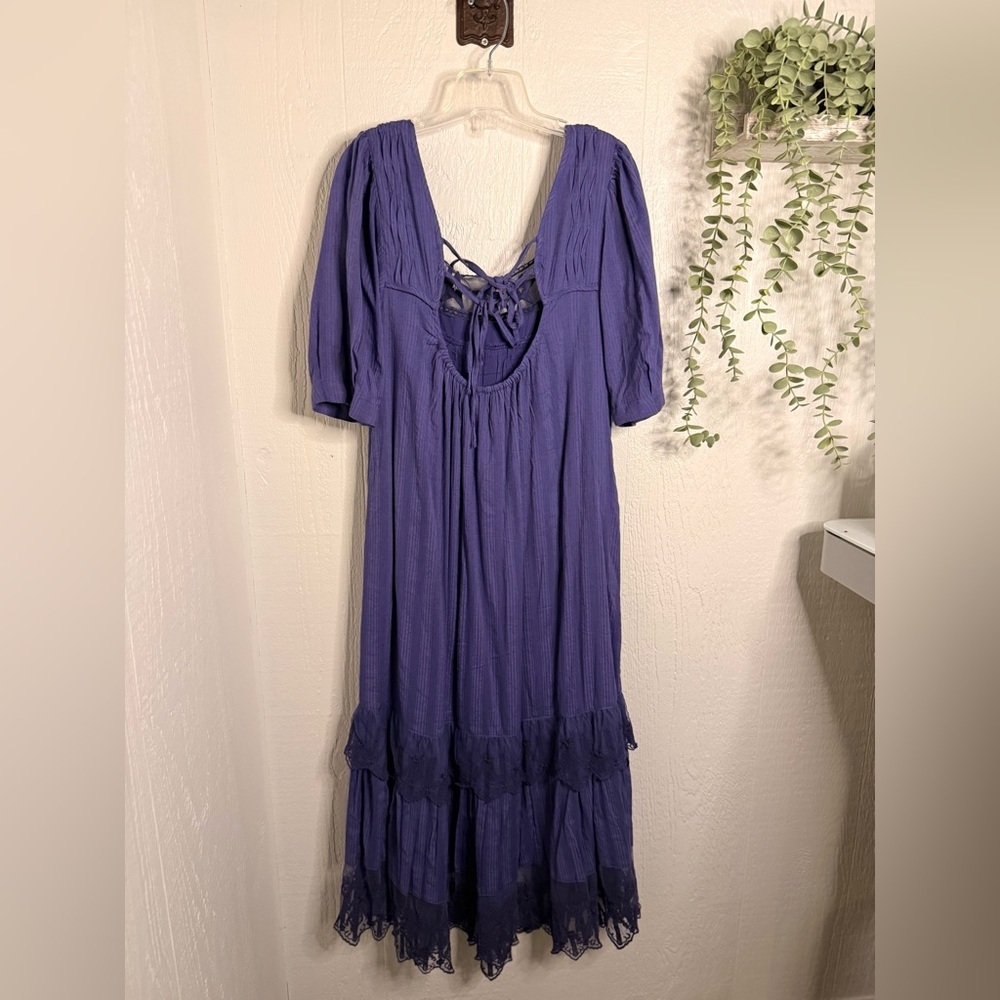 Calder Smocked Midi Dress NWOT skipper blue - Picture 2 of 8